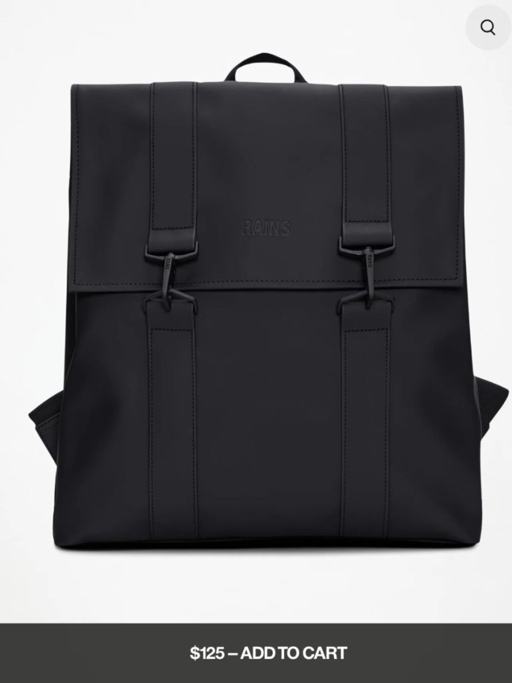 RAINS Waterproof MSN traveler Backpack in black with laptop pocket --- DRY BAG